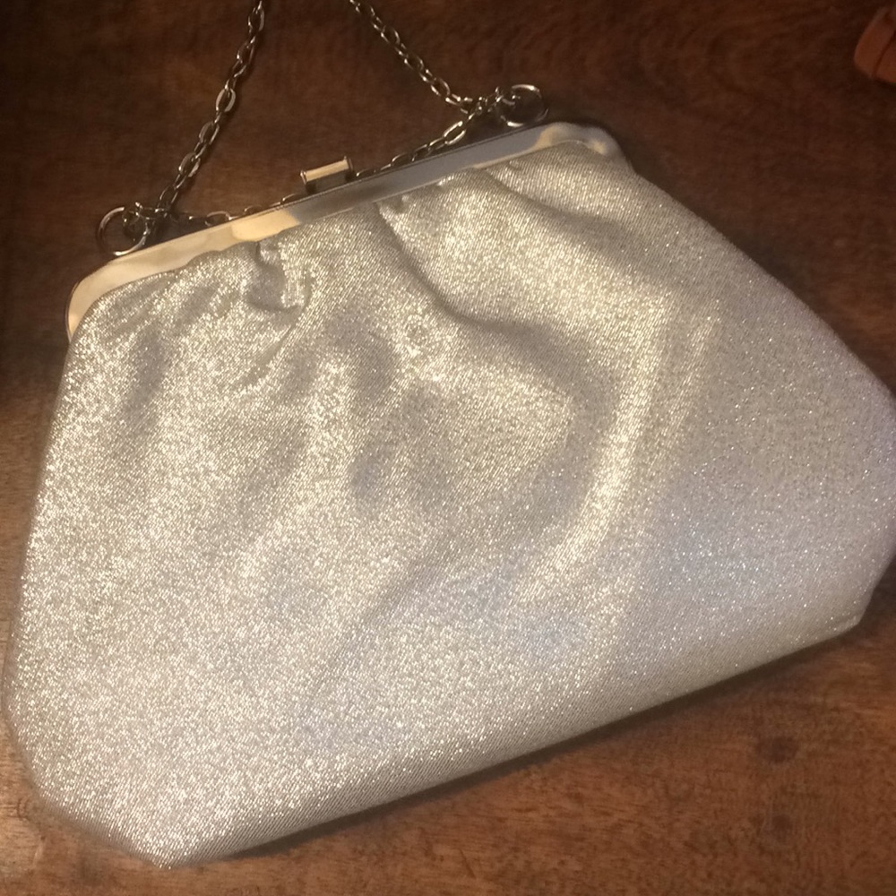 Silver shimmery clutch